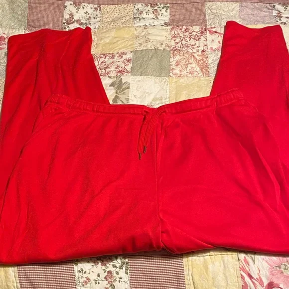 Woman Within Vibrant Red Casual or Lounge Pants 1X Tall - Picture 3 of 4